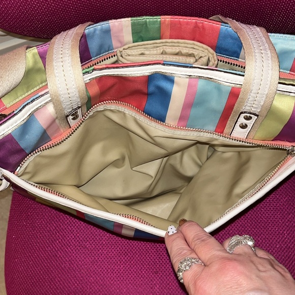 Coach diaper bag in multi-colored stripes, VGUC - Picture 4 of 13